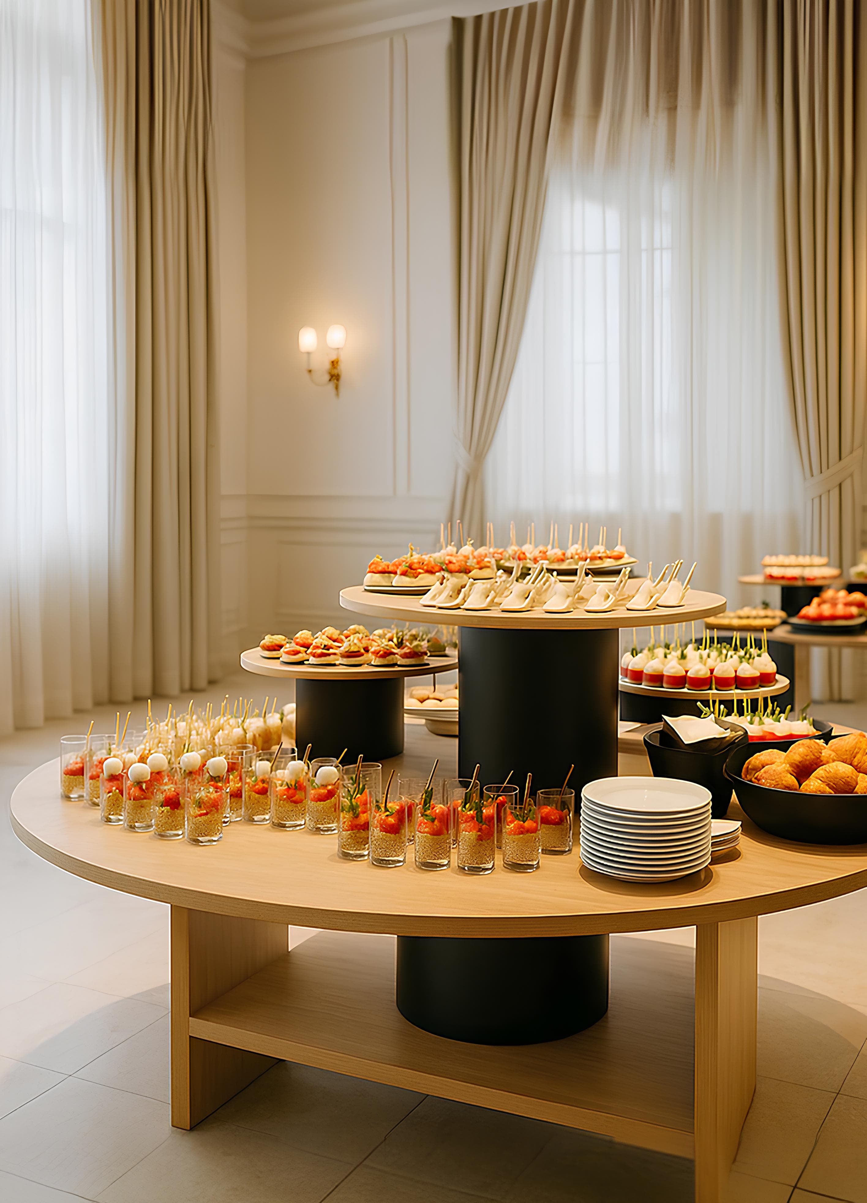 Evento elegante com mesa de catering